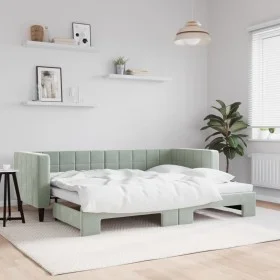 Light gray velvet trundle sofa bed 80x200 cm by vidaXL, Beds and slatted bases - Ref: Foro24-3196684, Price: 273,33 €, Discou...