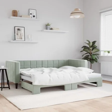 Sofá cama nido terciopelo gris claro 80x200 cm de vidaXL, Camas y somieres - Ref: Foro24-3196684, Precio: 273,54 €, Descuento: %