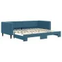 Blue velvet trundle sofa bed 90x200 cm by vidaXL, Beds and slatted bases - Ref: Foro24-3196690, Price: 253,30 €, Discount: %