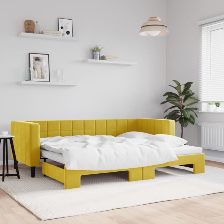 Yellow velvet trundle sofa bed 80x200 cm by vidaXL, Beds and slatted bases - Ref: Foro24-3196689, Price: 238,71 €, Discount: %