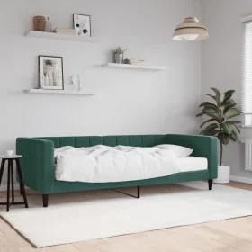 Sofa bed with dark green velvet mattress 90x200 cm by vidaXL, Beds and slatted bases - Ref: Foro24-3196669, Price: 332,47 €, ...