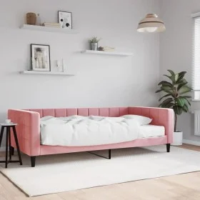 Sofa bed with pink velvet mattress 100x200 cm by vidaXL, Beds and slatted bases - Ref: Foro24-3196677, Price: 391,46 €, Disco...