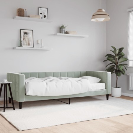 Sofá cama con colchón terciopelo gris claro 80x200 cm de vidaXL, Camas y somieres - Ref: Foro24-3196660, Precio: 318,27 €, De...