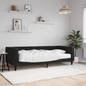 Sofá cama con colchón terciopelo negro 90x190 cm