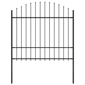 Valla de jardín con punta de lanza de acero 181x175 cm negra