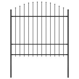 Valla de jardín con punta de lanza de acero 181x175 cm negra