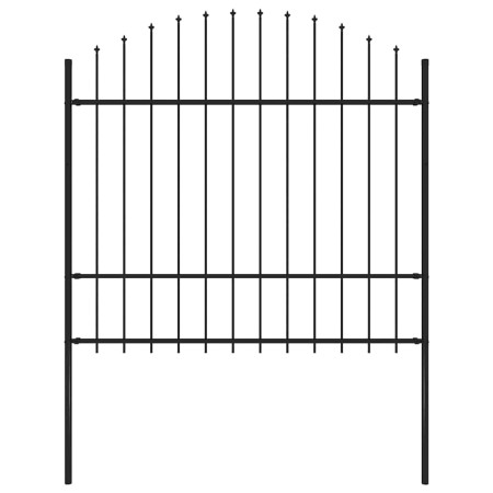 Valla de jardín con punta de lanza de acero 181x175 cm negra