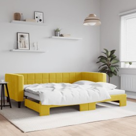Sofá cama nido terciopelo amarillo 90x200 cm de vidaXL, Camas y somieres - Ref: Foro24-3196696, Precio: 273,25 €, Descuento: %