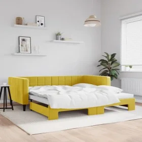 Sofá cama nido terciopelo amarillo 100x200 cm de vidaXL, Camas y somieres - Ref: Foro24-3196703, Precio: 250,85 €, Descuento: %