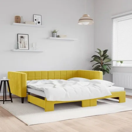 Sofá cama nido terciopelo amarillo 100x200 cm de vidaXL, Camas y somieres - Ref: Foro24-3196703, Precio: 250,41 €, Descuento: %