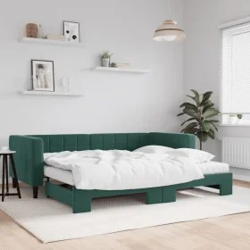 Trundle sofa bed with dark green velvet mattress 90x200 cm by vidaXL, Beds and slatted bases - Ref: Foro24-3196717, Price: 44...