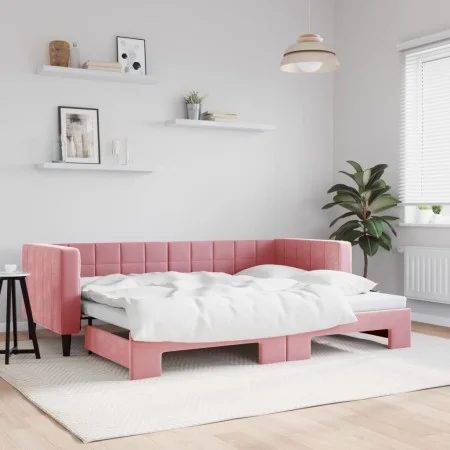 Sofá cama nido terciopelo rosa 80x200 cm de vidaXL, Camas y somieres - Ref: Foro24-3196687, Precio: 244,64 €, Descuento: %