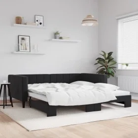 Sofá cama nido terciopelo negro 100x200 cm de vidaXL, Camas y somieres - Ref: Foro24-3196702, Precio: 260,90 €, Descuento: %