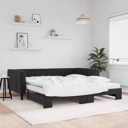 Sofá cama nido con colchón terciopelo negro 100x200 cm de vidaXL, Camas y somieres - Ref: Foro24-3196726, Precio: 435,68 €, D...
