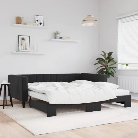 Trundle sofa bed with black velvet mattress 100x200 cm by vidaXL, Beds and slatted bases - Ref: Foro24-3196726, Price: 428,27...
