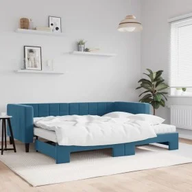 Sofá cama nido con colchón terciopelo azul 90x200 cm de vidaXL, Camas y somieres - Ref: Foro24-3196714, Precio: 442,65 €, Des...