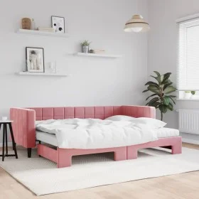 Trundle sofa bed with pink velvet mattress 80x200 cm by vidaXL, Beds and slatted bases - Ref: Foro24-3196711, Price: 417,32 €...