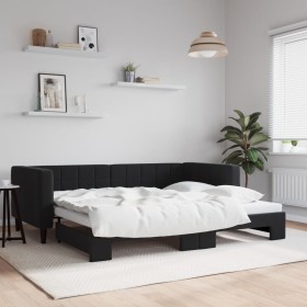 Black velvet trundle sofa bed 90x200 cm by vidaXL, Beds and slatted bases - Ref: Foro24-3196695, Price: 238,19 €, Discount: %
