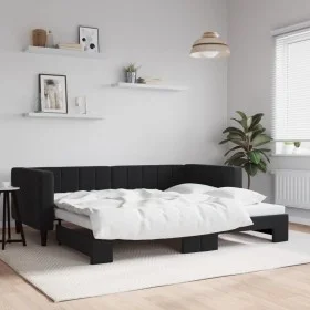 Sofá cama nido terciopelo negro 90x200 cm de vidaXL, Camas y somieres - Ref: Foro24-3196695, Precio: 250,78 €, Descuento: %