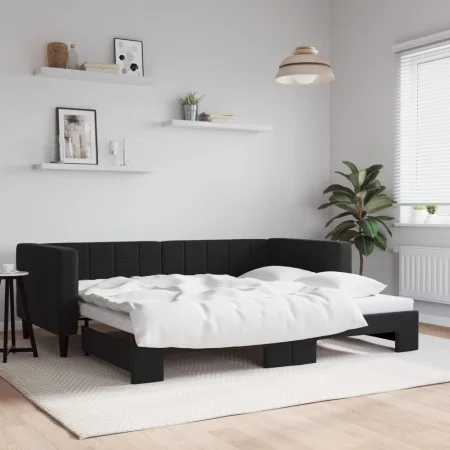 Sofá cama nido terciopelo negro 90x200 cm de vidaXL, Camas y somieres - Ref: Foro24-3196695, Precio: 250,64 €, Descuento: %