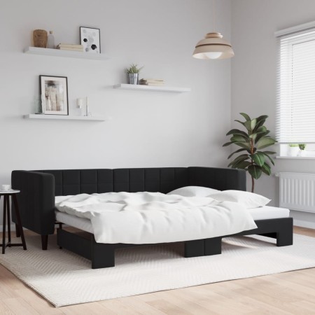 Sofá cama nido terciopelo negro 90x200 cm de vidaXL, Camas y somieres - Ref: Foro24-3196695, Precio: 238,22 €, Descuento: %