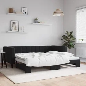 Sofá cama nido terciopelo negro 90x190 cm de vidaXL, Camas y somieres - Ref: Foro24-3196706, Precio: 258,95 €, Descuento: %