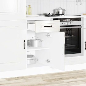 Mueble bajo cocina Kalmar madera ingeniería blanca alto brillo