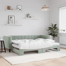 Trundle sofa bed with light gray velvet mattress 80x200 cm by vidaXL, Beds and slatted bases - Ref: Foro24-3196708, Price: 45...