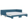 Sofá cama nido con colchón terciopelo azul 100x200 cm