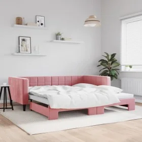 Sofá cama nido terciopelo rosa 100x200 cm de vidaXL, Camas y somieres - Ref: Foro24-3196701, Precio: 279,35 €, Descuento: %