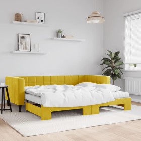 Trundle sofa bed with yellow velvet mattress 90x200 cm by vidaXL, Beds and slatted bases - Ref: Foro24-3196720, Price: 450,46...