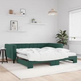 Sofá cama nido con colchón terciopelo verde oscuro 100x200 cm de vidaXL, Camas y somieres - Ref: Foro24-3196724, Precio: 430,...