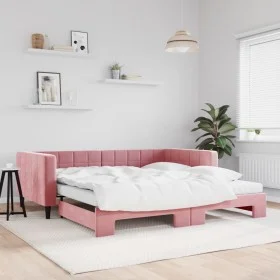 Trundle sofa bed with pink velvet mattress 100x200 cm by vidaXL, Beds and slatted bases - Ref: Foro24-3196725, Price: 444,49 ...