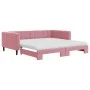 Trundle sofa bed with pink velvet mattress 100x200 cm by vidaXL, Beds and slatted bases - Ref: Foro24-3196725, Price: 452,36 ...