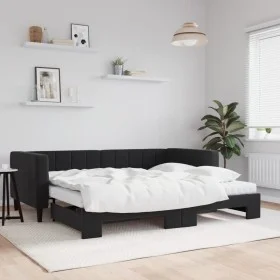 Sofá cama nido con colchón terciopelo negro 90x190 cm de vidaXL, Camas y somieres - Ref: Foro24-3196730, Precio: 416,11 €, De...