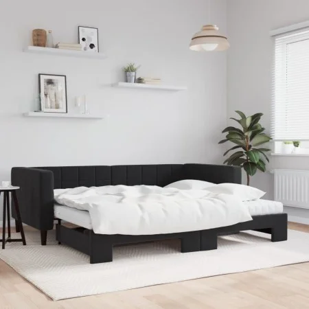 Trundle sofa bed with black velvet mattress 90x190 cm by vidaXL, Beds and slatted bases - Ref: Foro24-3196730, Price: 414,95 ...
