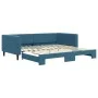 Blue velvet trundle sofa bed 100x200 cm by vidaXL, Beds and slatted bases - Ref: Foro24-3196697, Price: 260,55 €, Discount: %
