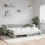 Light gray velvet trundle sofa bed 90x200 cm by vidaXL, Beds and slatted bases - Ref: Foro24-3196691, Price: 255,79 €, Discou...
