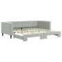 Light gray velvet trundle sofa bed 90x200 cm by vidaXL, Beds and slatted bases - Ref: Foro24-3196691, Price: 255,79 €, Discou...