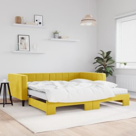 Sofá cama nido con colchón terciopelo amarillo 100x200 cm de vidaXL, Camas y somieres - Ref: Foro24-3196727, Precio: 427,59 €...