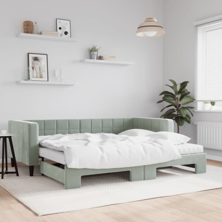 Trundle sofa bed with light gray velvet mattress 90x200 cm by vidaXL, Beds and slatted bases - Ref: Foro24-3196715, Price: 44...