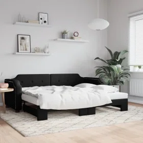 Black fabric trundle sofa bed 80x200 cm by vidaXL, Beds and slatted bases - Ref: Foro24-3197631, Price: 252,51 €, Discount: %