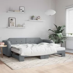 Ausziehbares Schlafsofa aus hellgrauem Stoff, 100 x 200 cm von vidaXL, Betten und Lattenroste - Ref: Foro24-3197639, Preis: 2...