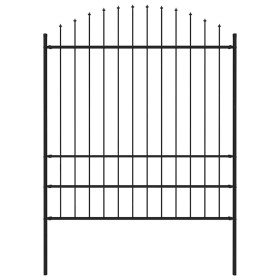 Valla de jardín con punta de lanza de acero 181x200 cm negra