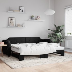 Ausziehbares Schlafsofa aus schwarzem Stoff, 100 x 200 cm von vidaXL, Betten und Lattenroste - Ref: Foro24-3197641, Preis: 27...