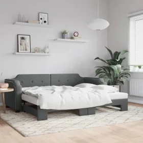 Trundle sofa bed dark gray fabric 100x200 cm by vidaXL, Beds and slatted bases - Ref: Foro24-3197640, Price: 265,98 €, Discou...