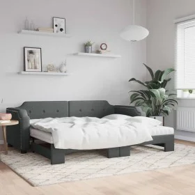 Trundle sofa bed with dark gray fabric mattress 100x200 cm by vidaXL, Beds and slatted bases - Ref: Foro24-3197658, Price: 43...
