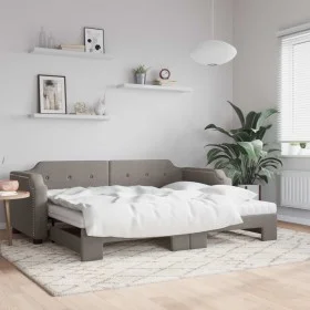 Trundle sofa bed with taupe gray fabric mattress 100x200 cm by vidaXL, Beds and slatted bases - Ref: Foro24-3197660, Price: 4...