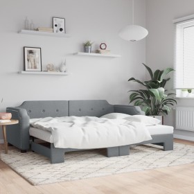 Ausziehbares Schlafsofa aus hellgrauem Stoff, 80 x 200 cm von vidaXL, Betten und Lattenroste - Ref: Foro24-3197629, Preis: 25...