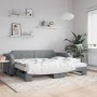 Trundle sofa bed light gray fabric 90x200 cm by vidaXL, Beds and slatted bases - Ref: Foro24-3197634, Price: 259,07 €, Discou...